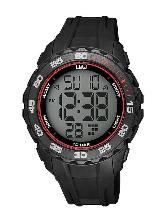 Q&Q Digital Men's Watch 46mm Chronograph Battery with Black Rubber Strap