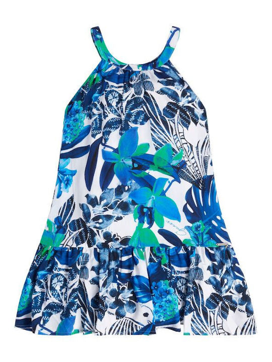 Guess Kids Dress Floral Sleeveless Blue