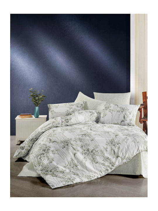 Mc Decor Duvet Cover Set Cotton Single with Pillowcase 160x240 Melody Bird Green