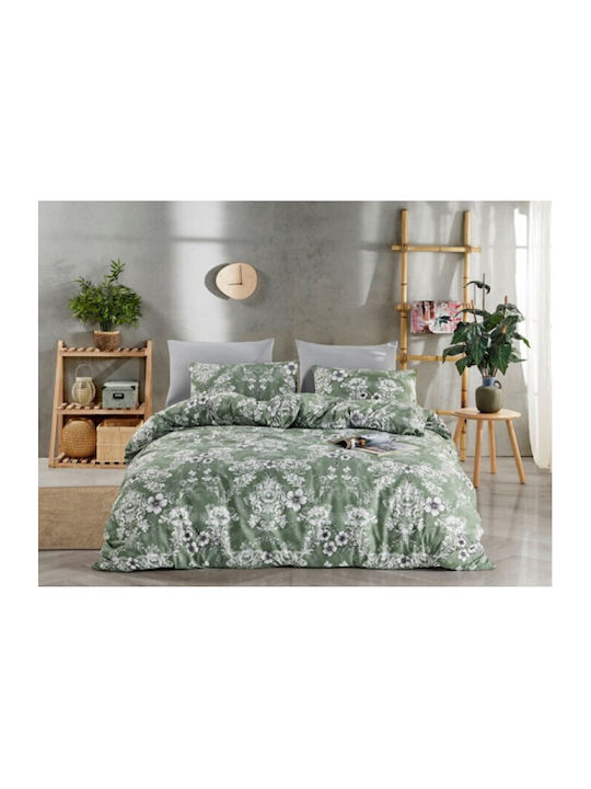 Mc Decor Duvet Cover Set Cotton Single with Pillowcase 160x240 Daisy Green