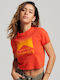 Code Graphic Γυναικείο Καλοκαιρινό Crop Top Κοντομάνικο Πορτοκαλί