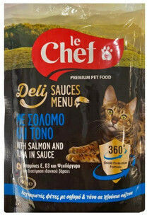 Le Chef Мокра Храна За Възрастни Котки В Чантичка Сьомга И Риба Тон 100гр