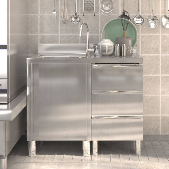 vidaXL Подготвителен шкаф с отварящи се врати и чекмеджета 50x60x95см