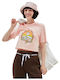 Resort Women's Athletic Crop Top Short Sleeve Peach