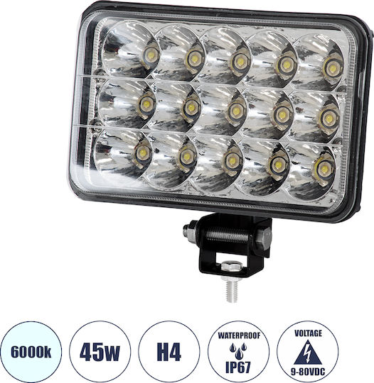 GloboStar Rectangleς Waterproof Headlights Car LED Renault Master 45W 20.5cm with White Lighting 1pcs