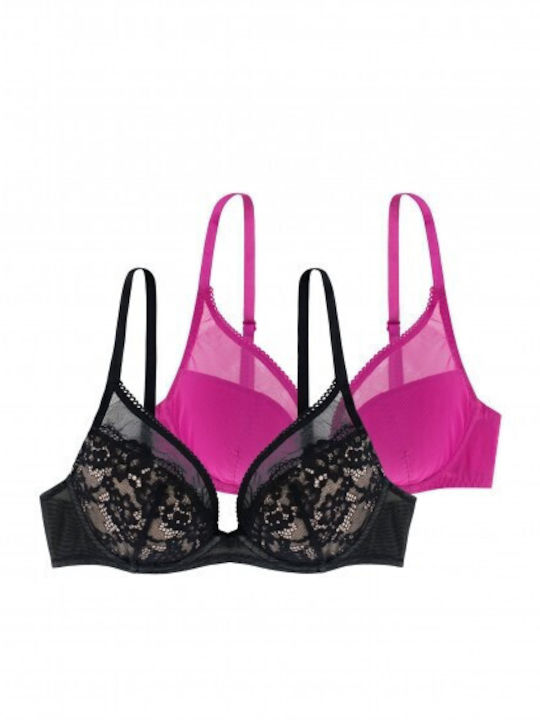Clarise Black/Fuchsia Σουτιέν mit leichter Polsterung 2Pack