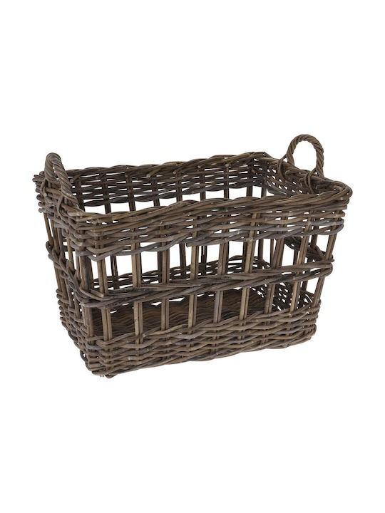 JK Home Decoration Kubu Decorative Basket Rattan with Handles Brown 63x41x46cm