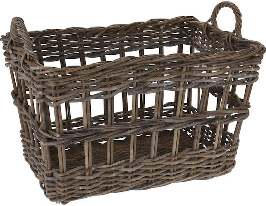 JK Home Decoration Kubu Dekorativer Korb Rattan mit Griffen Braun 63x41x46cm