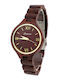 Daponte Women's Watch with Brown Wooden Bracelet