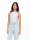 Damen Bluse Baumwolle Ärmellos Cashmere Blue