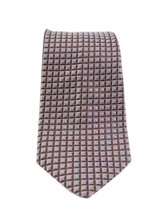 Hugo Boss Ανδρική Γραβάτα Μεταξωτή με Σχέδια Brown/Lilac