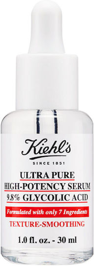 Kiehl's Ultra Pure High Potency 9.8% Glycolic Acid Moisturizing & Anti-aging Serum Face with Hyaluronic Acid for Radiance 30ml