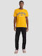 Replay Ανδρικό T-shirt Κίτρινο με Στάμπα