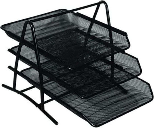 Groovy Metallic Filing Tray with 3 Shelves Black