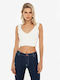 Toi&Moi Women's Summer Crop Top Sleeveless White