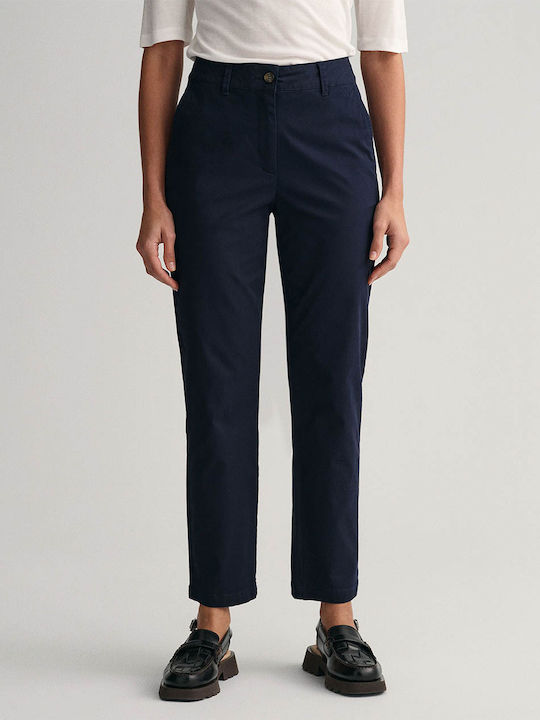 Gant Women's High Waist Chino Trousers in Slim Fit Navy Blue