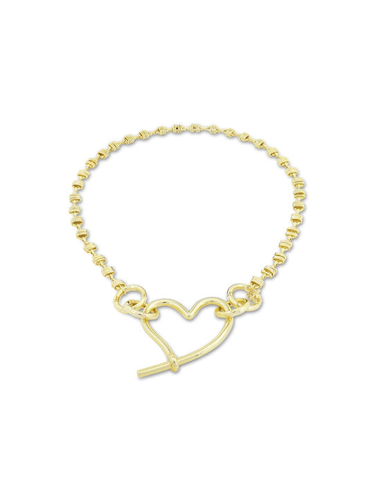 Folli Follie Addiction Χρυσο Necklace with design Heart Gold Plated