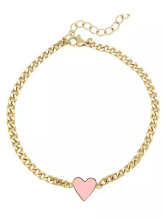 Oozoo Bracelet Chain with design Heart made of Steel Gold Plated