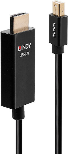 Lindy Cable mini DisplayPort male - HDMI male 0.5m Μαύρο (40920)