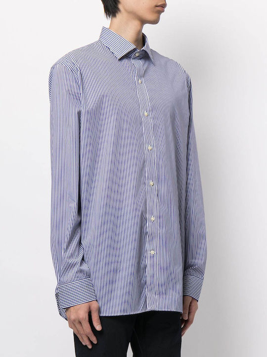 Ralph Lauren Men's Shirt Long Sleeve Cotton Striped Cyan