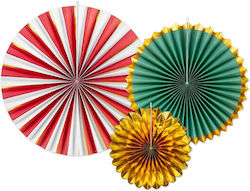PartyDeco Partydekorationen Weihnachtsdekorationen Rosetten Hängendes Ornament für Party 3 Stück 43 cm