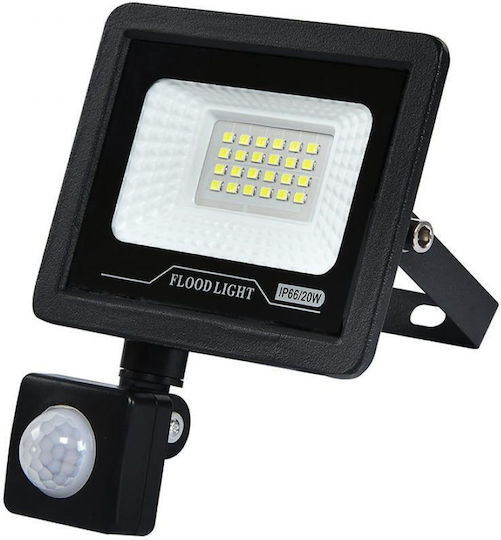 Lightex Rezistent la apă Proiector LED 20W Alb Rece 6500K cu Senzor de Mișcare IP65