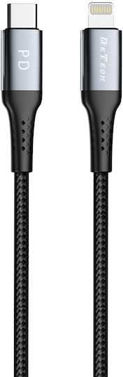 DE-43Ci2 Braided USB-C to Lightning Cable 20W Μαύρο 2m (40266)