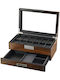 Rothenschild Wooden Case with transparent lid for 12 watches with drawer in Brown color RS-2382-W