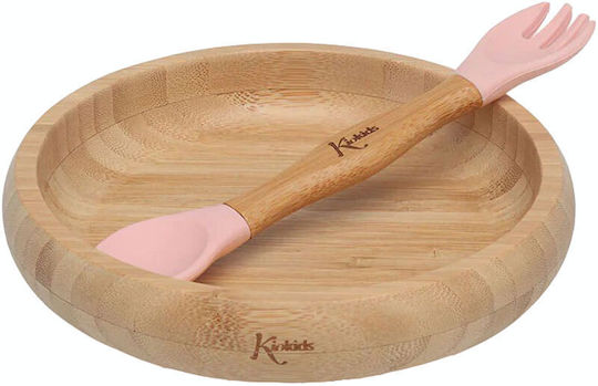 Kiokids Σετ Φαγητού Bamboo από Bamboo Ροζ 2τμχ