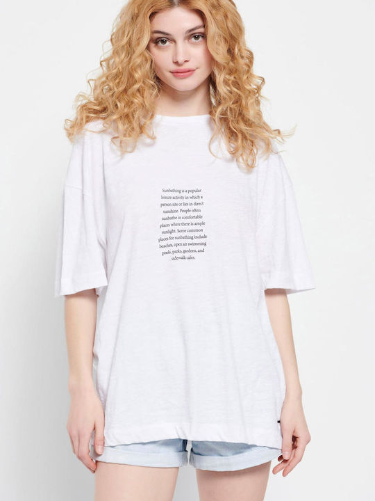 Funky Buddha Γυναικείο Αθλητικό T-shirt Λευκό