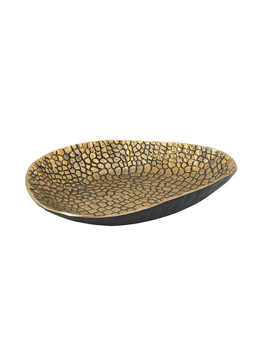 Artekko Croco Διακοσμητική Πιατέλα Μεταλλική Χρυσή 38x26x7εκ.