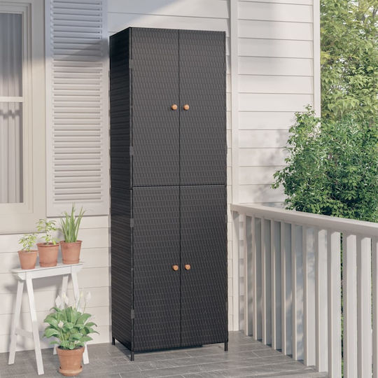 Zweiflügeliger Schrank Kunststoff mit 3 Regale Black 59x40x180cm