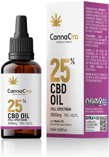 CannaOro Full Spectrum With Mastic Oil Масло Канабис в Капки 2500мг с 25% CBD 10мл