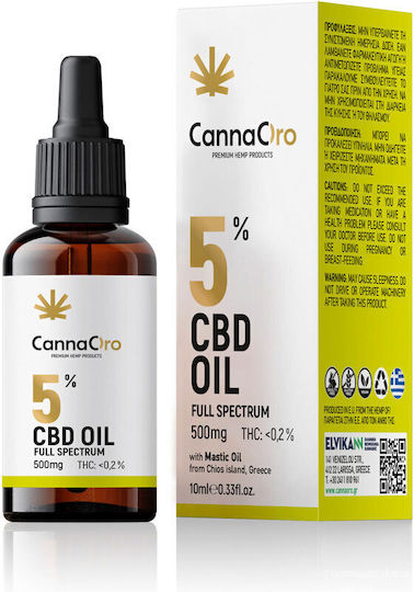 CannaOro Full Spectrum With Mastic Oil Öl Hanfprodukte (CBD) in Drops 500mg mit 5% CBD 10ml