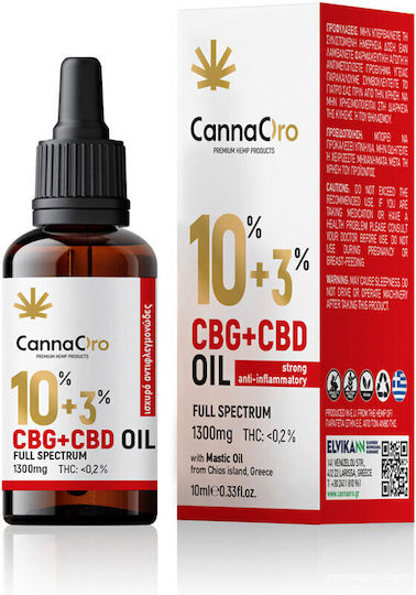 CannaOro Ulei De Canabis Cu Spectru Complet Și Ulei De Mastic Pentru Vindecare Și Psoriazis 1300mg Cu 3% CBD 10ml