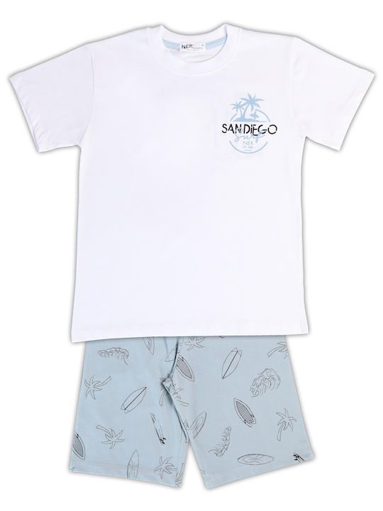 Nek Kids Wear Kids Set with Shorts Summer 2pcs White