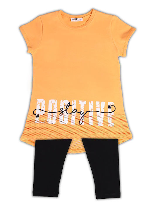 Nek Kids Wear Kids Set with Leggings Summer 2pcs Orange