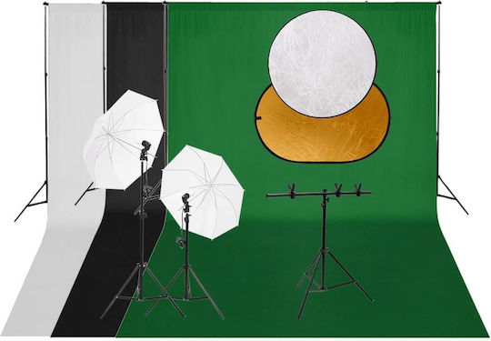 vidaXL Σετ Φώτα, Φόντο & Ανακλαστήρας Lighting Kit for Studio
