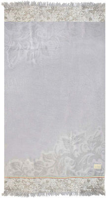 White Fabric Syma Πετσέτα Θαλάσσης με Κρόσσια Γκρι 140x70εκ.