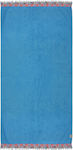 White Fabric Eye Patchwork Beach Towel Blue 160x80cm