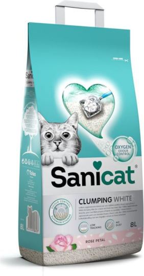 Sanicat Clumping White Άμμος Γάτας Μπετονίτης με Άρωμα Τριαντάφυλλο 8lt
