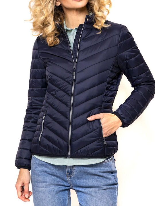 Kurz Damen Puffer Jacke für Winter Marineblau