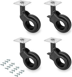 Emuca Furniture Wheel Metallic Black 5x5cm 4 Pieces
