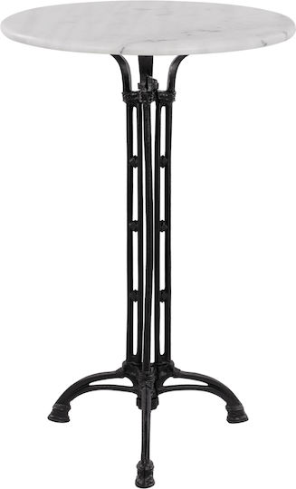 Brielle Outdoor Bar Free Standing Table with Marble Surface and Cast Iron Frame White 60x60x110cm