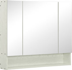 Kleankin 834-425WT Ορθογώνιος Καθρέπτης Μπάνιου με Ράφι & Ντουλάπι 90x75cm Λευκός