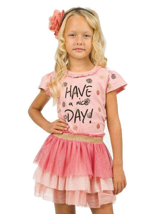 Energiers Kids Set with Skirt Summer 2pcs Pink