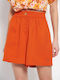 Funky Buddha Women's High-waisted Sporty Shorts Orange Rust