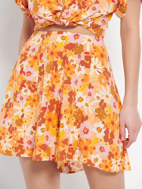 Γυναικείο Ψηλόμεσο Αθλητικό Σορτς Yellow Floral