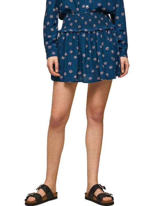 Bruna Denim Mini Skirt Floral Blue