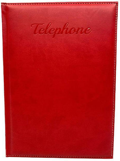Innostat Telefonice Director Agendă de piele cu Alfabet Grecesc Roșu 17x12cm
